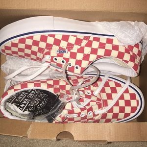 brand new never worn red and white checkered vans